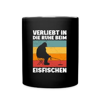 Eis Angler Verliebt in die Ruhe beim Eisfischen - Tasse einfarbig - Schwarz - Vorne