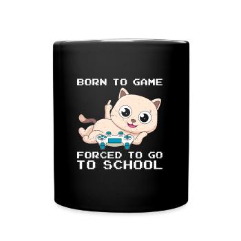Gaming Cat Forced to Go to School Video Gamer - Full Colour Mug - black - Front