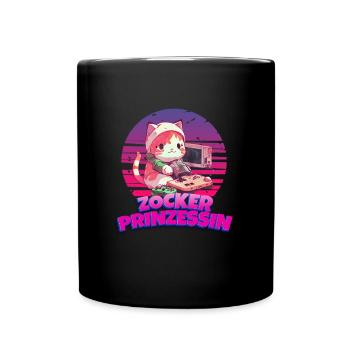 Video Spieler Frauen Zocker Prinzessin Gaming - Tasse einfarbig - Schwarz - Vorne