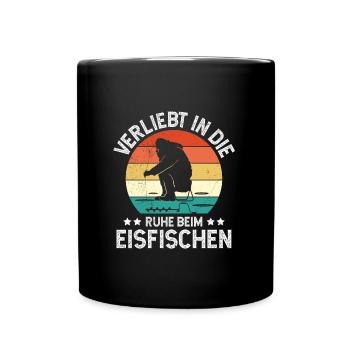 Eis Angler Verliebt in die Ruhe beim Eisfischen - Tasse einfarbig - Schwarz - Vorne