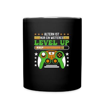 Retro Gamer B-day Altern ist ein weiterer Level Up - Tasse einfarbig - Schwarz - Vorne