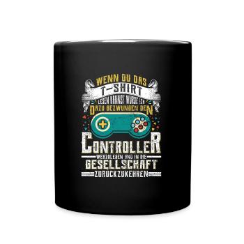 Gamer Wenn du das Lesen Kannst Zurück zur - Tasse einfarbig - Schwarz - Vorne