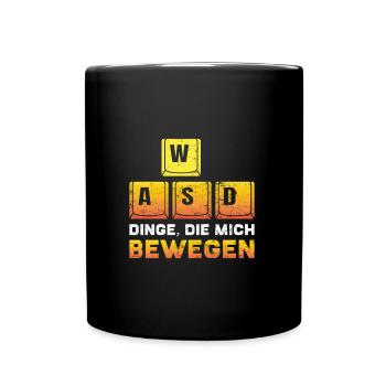 Zocken PC WASD Dinge die mich Bewegen Zocker - Tasse einfarbig - Schwarz - Vorne