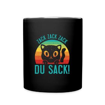 Gaming Katze Zack Zack Du Sack! Videospieler - Tasse einfarbig - Schwarz - Vorne