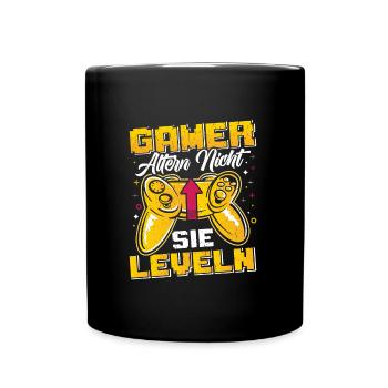 Gamer Altern Nicht Sie Leveln Retro Gamer Zocken - Tasse einfarbig - Schwarz - Vorne