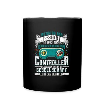 Gamer Wenn du das Lesen Kannst Zurück zur - Tasse einfarbig - Schwarz - Vorne