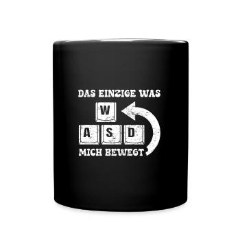 Gamer Das Einzigste Was Mich Bewegt WASD - Tasse einfarbig - Schwarz - Vorne