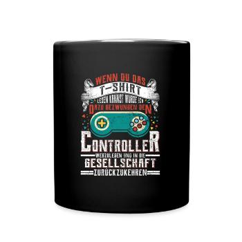 Gamer Wenn du das Lesen Kannst Zurück zur - Tasse einfarbig - Schwarz - Vorne
