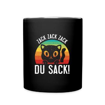 Gaming Katze Zack Zack Du Sack! Videospieler - Tasse einfarbig - Schwarz - Vorne