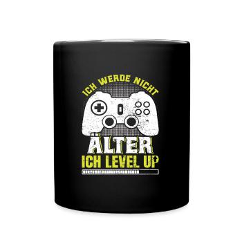 Retro Gamer Werde nicht Älter Ich Levels Up - Tasse einfarbig - Schwarz - Vorne