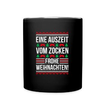 Gamer Auszeit vom Zocken Frohe Weihnachten! - Tasse einfarbig - Schwarz - Vorne