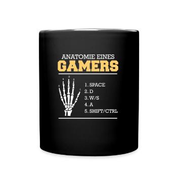 Zocken Gamer Knochenhand Gamers Video Spiel - Tasse einfarbig - Schwarz - Vorne