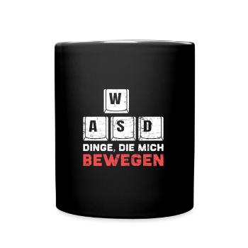 Zocken PC WASD Dinge die mich Bewegen Zocker - Tasse einfarbig - Schwarz - Vorne
