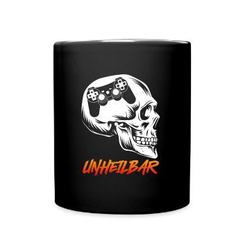 Gamer Gehirn Unheilbar Zocker Videospiele - Tasse einfarbig - Schwarz - Vorne