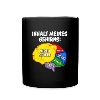 Gamer Inhalt meines Gehirns: Video Spiele Zocken - Tasse einfarbig - Schwarz - Vorne
