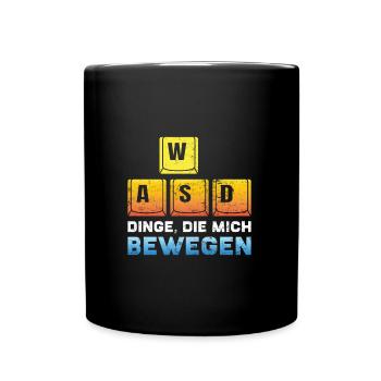Zocken PC WASD Dinge die mich Bewegen Zocker - Tasse einfarbig - Schwarz - Vorne