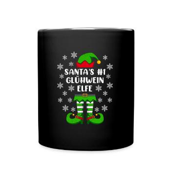 Santa's Nummer 1 Glühwein Elfe Weihnachten - Tasse einfarbig - Schwarz - Vorne