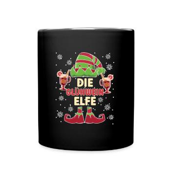Glühwein Elfe Santa Weihnachtsmarkt - Tasse einfarbig - Schwarz - Vorne