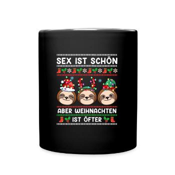 Sex ist Schön aber Weihnachten ist Öfter Hundefan - Tasse einfarbig - Schwarz - Vorne