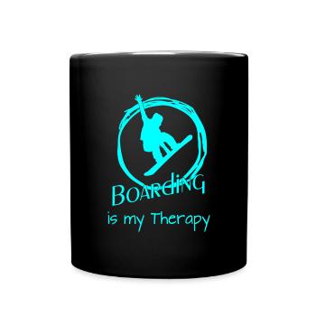 Boarding is my Therapy - Tasse einfarbig - Schwarz - Vorne
