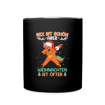 Lebkuchenmann Sex ist Schön aber Weihnachten Öfter - Tasse einfarbig - Schwarz - Vorne