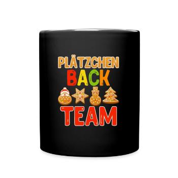 Plätzchen Back Team Backfans Bäckerin Kekse - Tasse einfarbig - Schwarz - Vorne