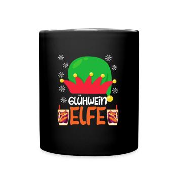 Glühwein Elfe Santa Weihnachtsmarkt - Tasse einfarbig - Schwarz - Vorne