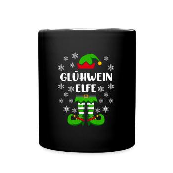 Glühwein Elfe Weihnachtsmarkt Glühweinstand - Tasse einfarbig - Schwarz - Vorne