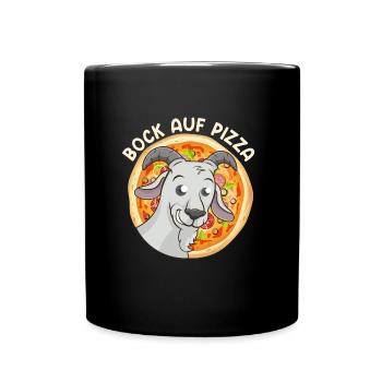 Pizza Fan Bock auf Pizza Ziegenbock Backfans - Tasse einfarbig - Schwarz - Vorne