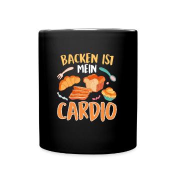 Backen ist mein Cardio Brotbäcker Backliebhaber - Tasse einfarbig - Schwarz - Vorne