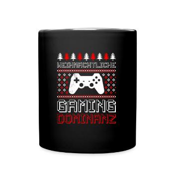 Weihnachtliche Gaming Dominanz Zocker X-Mas - Tasse einfarbig - Schwarz - Vorne