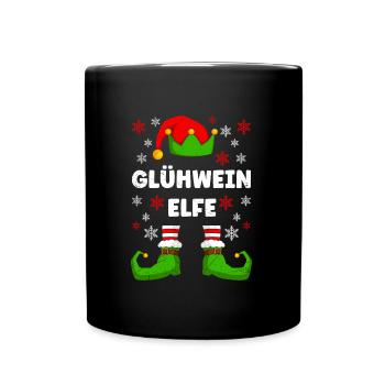 Glühwein Elfe Weihnachtsmarkt Glühweinstand - Tasse einfarbig - Schwarz - Vorne