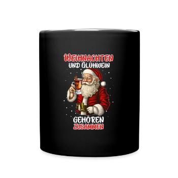 Weihnachten und Glühwein gehören Zusammen - Tasse einfarbig - Schwarz - Vorne