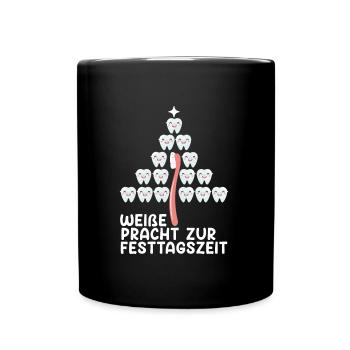 Zahnpflege Weiße Pracht zur Festtagszeit - Tasse einfarbig - Schwarz - Vorne
