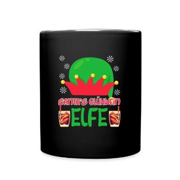 Glühwein Elfe Santa Weihnachtsmarkt - Tasse einfarbig - Schwarz - Vorne