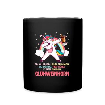 Weihnachtsmarkt Glühweinhorn Glühwein Advent - Tasse einfarbig - Schwarz - Vorne