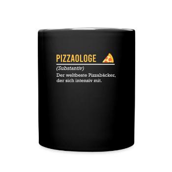 Bäcker Pizzaologe Backliebhaber Pizza Fan - Tasse einfarbig - Schwarz - Vorne