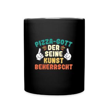 Pizza-Gott der seine Kunst Beherrscht Pizzateig - Tasse einfarbig - Schwarz - Vorne