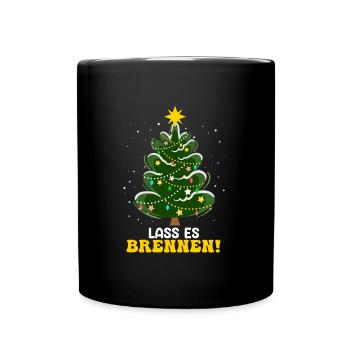 Weihnachtsbaum Lass es Brennen Tannenbaum - Tasse einfarbig - Schwarz - Vorne