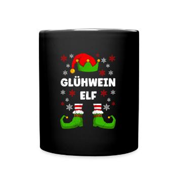 Glühwein Elfe Weihnachtsmarkt Glühweinstand - Tasse einfarbig - Schwarz - Vorne