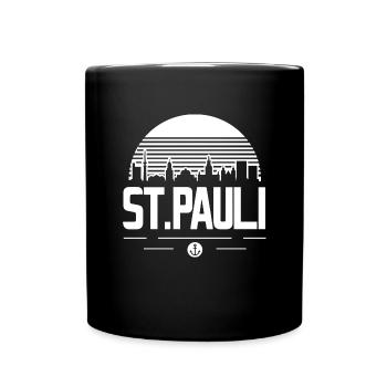St Pauli Skyline Hamburg Andenken St. Pauli - Tasse einfarbig - Schwarz - Vorne
