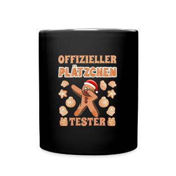 Lebkuchen Backen Offizieller Plätzchen Tester - Tasse einfarbig - Schwarz - Vorne