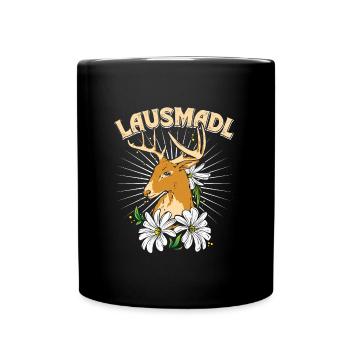 Lausmadl Bayerisches Trachten Shirt Frauen - Tasse einfarbig - Schwarz - Vorne