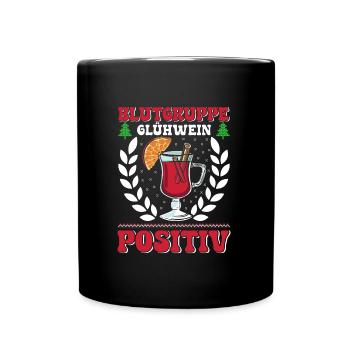Blutgruppe Glühwein Positiv Glüweinstand - Tasse einfarbig - Schwarz - Vorne