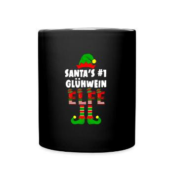 Santa's #1 Glühwein Elfe Weihnachtszeit - Tasse einfarbig - Schwarz - Vorne