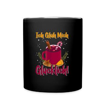 Weihnachtsmarkt Ich Glüh mich Glücklich! - Tasse einfarbig - Schwarz - Vorne