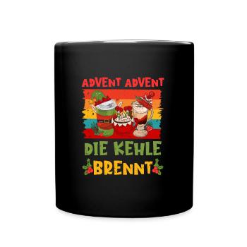 Glühwein Fan Advent Advent die Kehle Brennt - Tasse einfarbig - Schwarz - Vorne