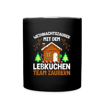 Weihnachtszauber mit dem Lebkuchen Team Zaubern - Tasse einfarbig - Schwarz - Vorne