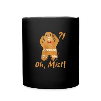 Lebkuchenmann Weihnachten Oh Snap! Plätzchen - Tasse einfarbig - Schwarz - Vorne