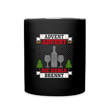 Advent Advent die Kehle Brennt Glühweintopf - Tasse einfarbig - Schwarz - Vorne